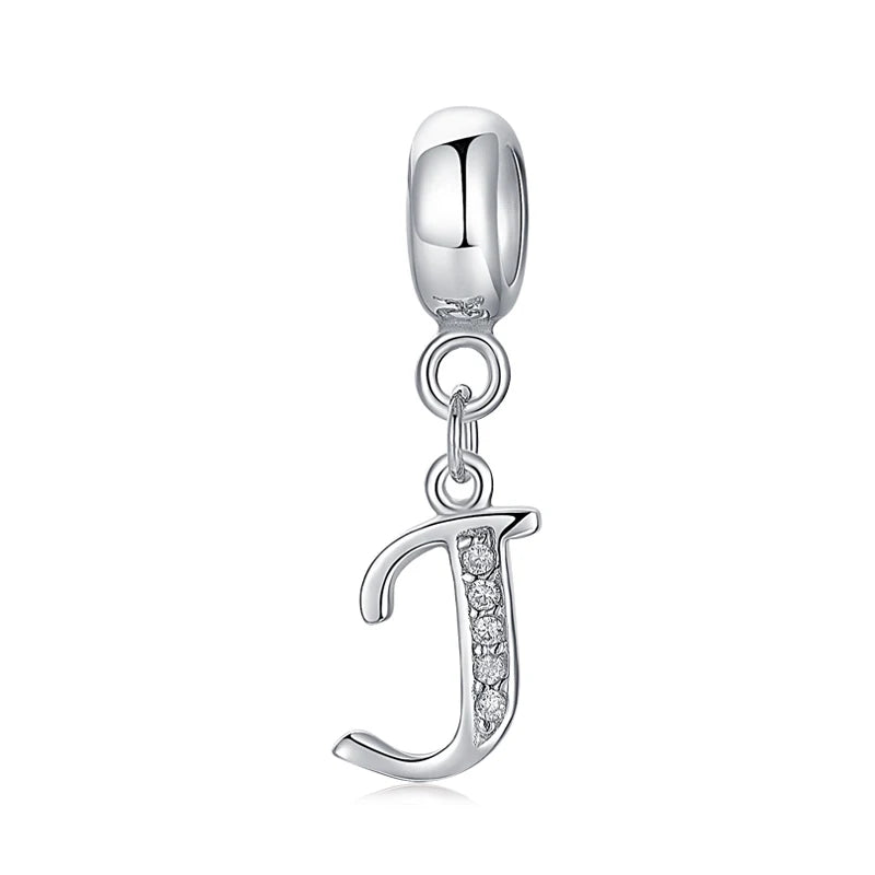 925 argent Sterling breloque perle Vintage Alphabet A-Z lettre pendentif breloques ajustement marque Bracelets colliers femmes bijoux à bricoler soi-même