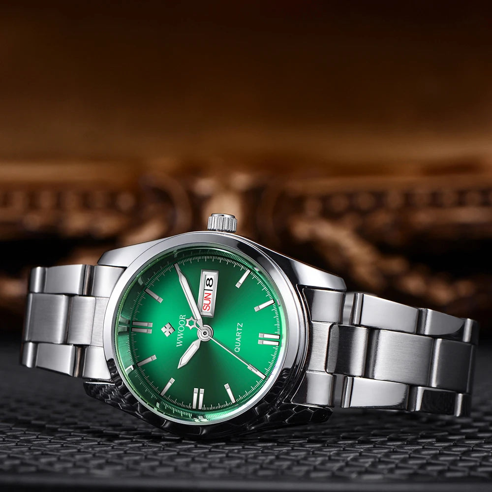 WWOOR-Montre à Quartz en Acier Inoxydable pour Femme, Étanche,
