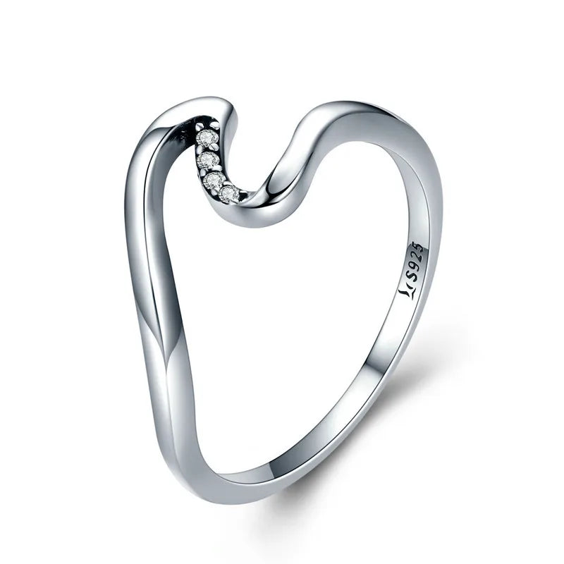 BAMOER 100% 925 argent Sterling goutte d'eau clair CZ bagues pour les femmes de mariage fiançailles bijoux petite amie cadeau PA7649