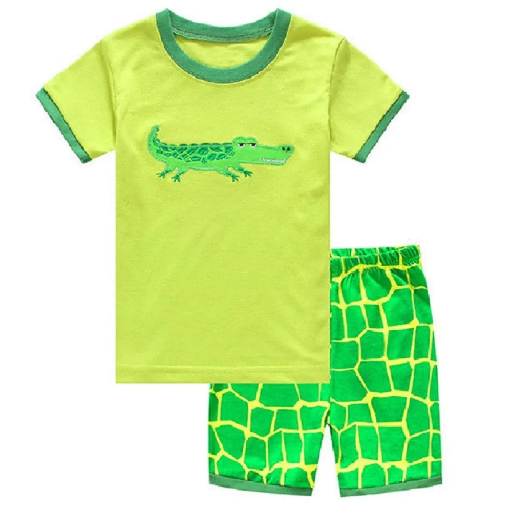 Ensemble de Vêtements 100% Coton pour Bébé Garçon de 2, 3, 4, 5, 6, 7 Ans, T-shirt et Pantalon en Forme de Crocodile Vert
