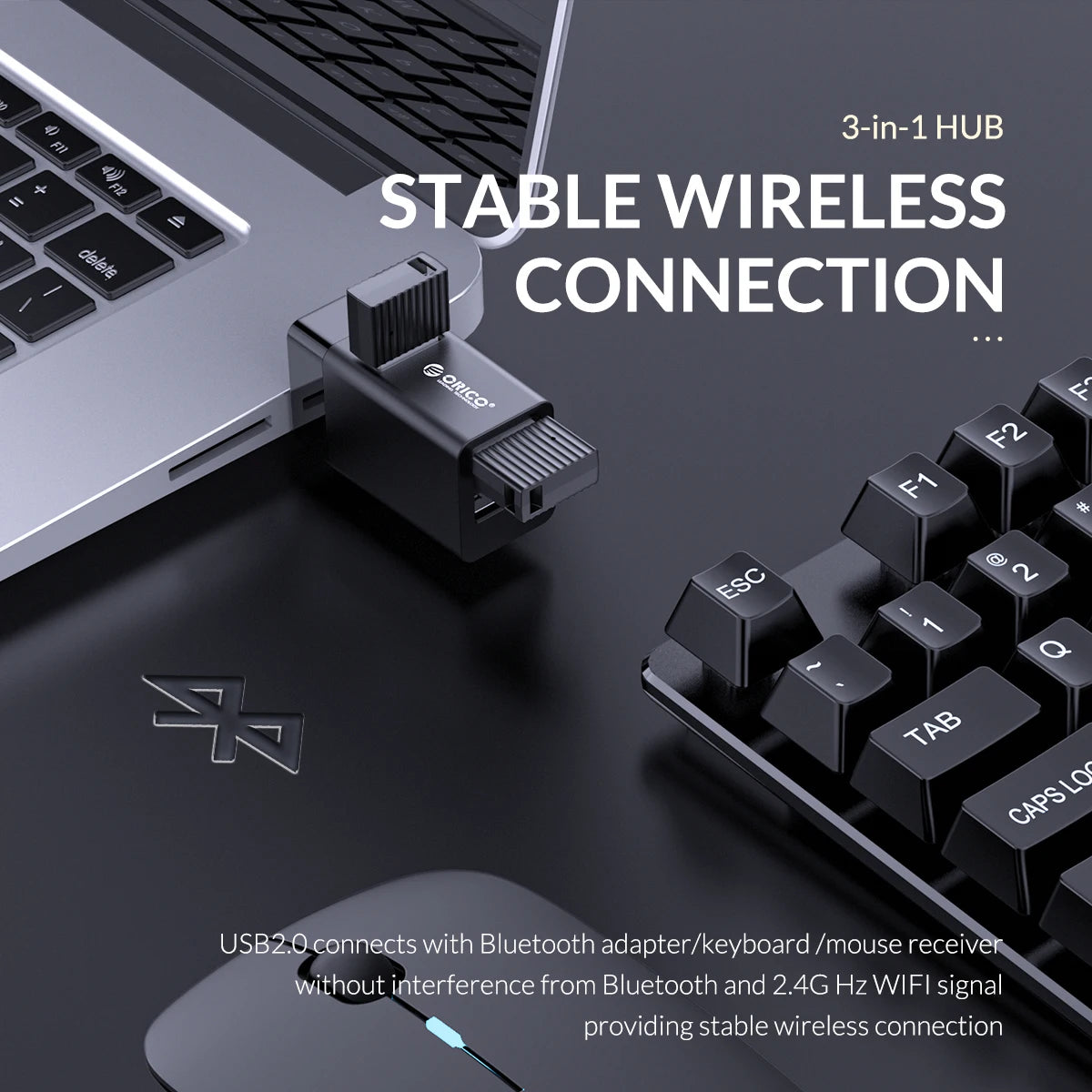 ORICO – Mini Hub séparateur USB 3.0 3 en 1, haute vitesse, 3 ports USB étendus, pour ordinateur de bureau, PC portable, lecteur gratuit