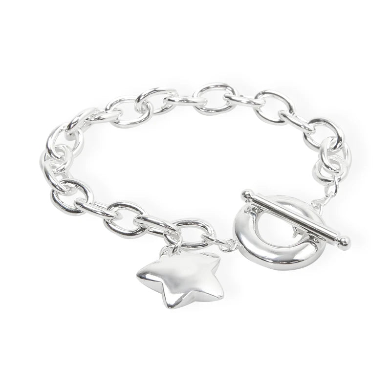 DOTEFFIL 925 en argent Sterling étoile à boucle bracelets porte-bonheur chaîne pour les femmes mode mariage fiançailles bijoux fins