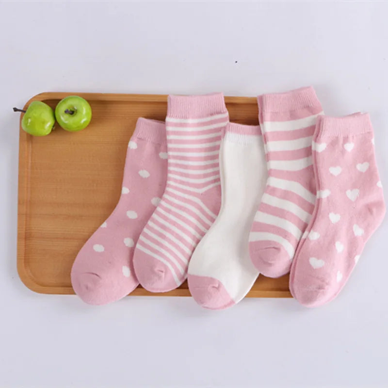 5 paires / lots de chaussettes en coton doux pour enfants garçons filles bébé bande de mode bande chaude automne hiver 0-8 ans chaussettes de dessin animé pour enfants