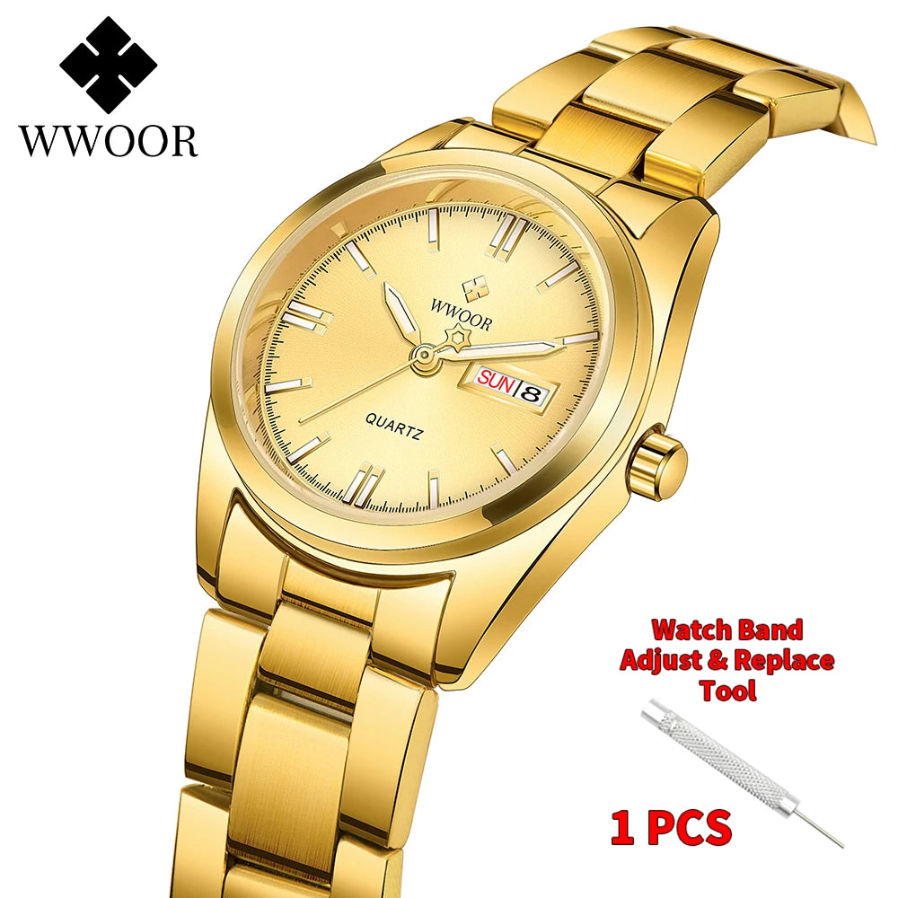 WWOOR-Montre à Quartz en Acier Inoxydable pour Femme, Étanche,
