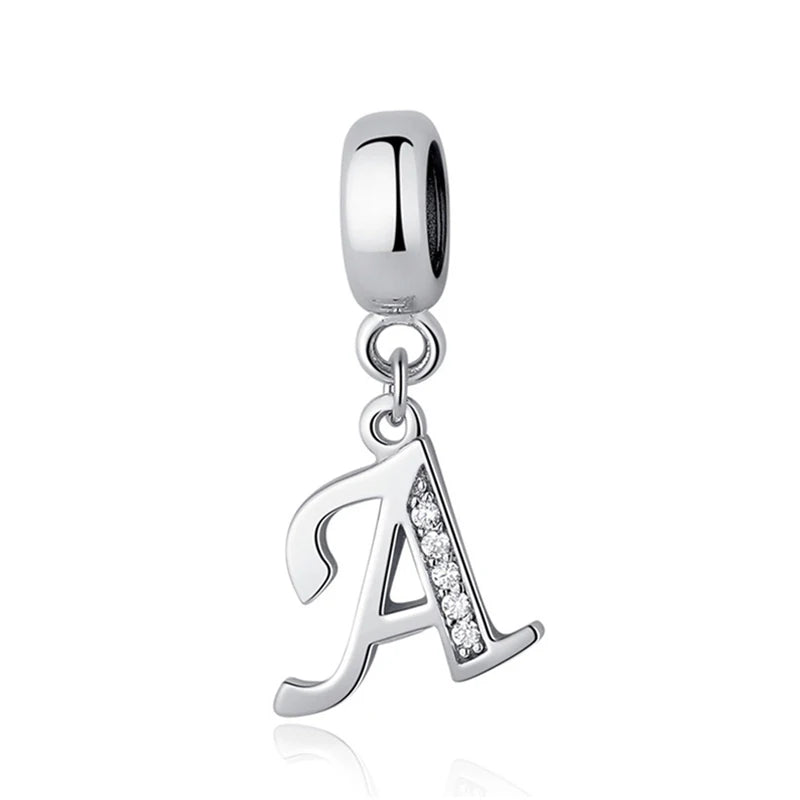 925 argent Sterling breloque perle Vintage Alphabet A-Z lettre pendentif breloques ajustement marque Bracelets colliers femmes bijoux à bricoler soi-même