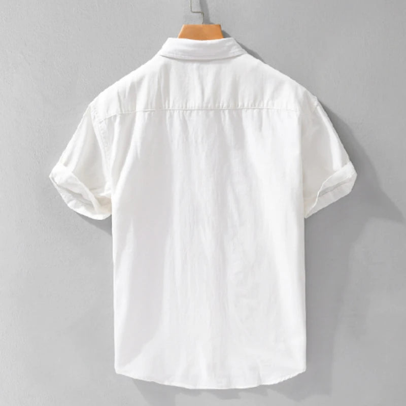 Chemises à manches courtes en pur coton pour hommes, Streetwear fin et doux, Vêtements décontractés, Nouveau, Été, FY723