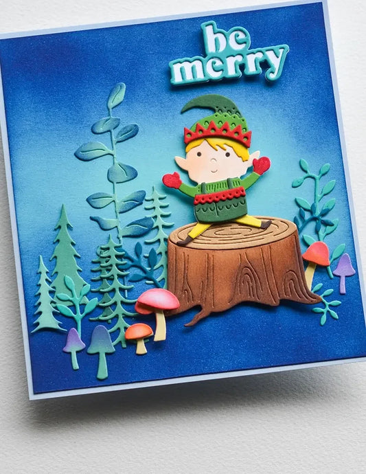 Timbres en silicone pour scrapbooking, cartes d'album photo, feuilles de Noël, arc, plantes, cerf, souche, forêt, arbres, elfe, matrices de découpe en métal