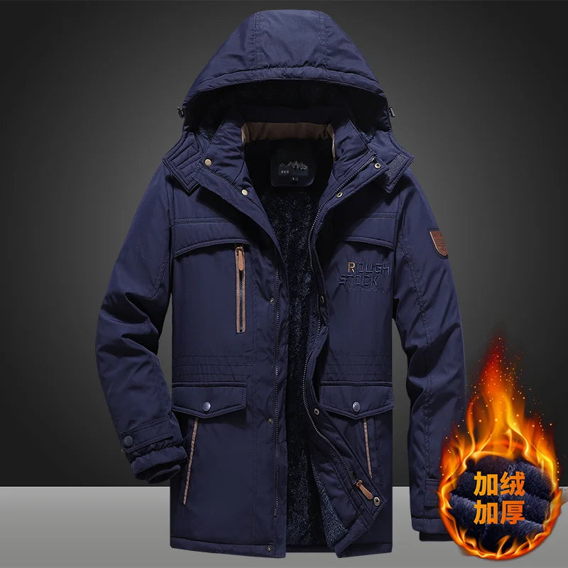 Hommes hiver Parka doudoune militaire coupe-vent à capuche Parka mâle col de fourrure polaire Parkas hommes mode décontracté épais veste