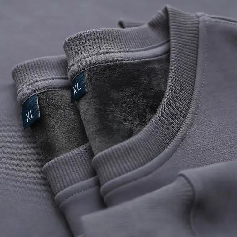 Sweat-shirt épais en peluche de coton pur, pull à col rond solide, mince et lourd, automne et hiver, chaud, 600g