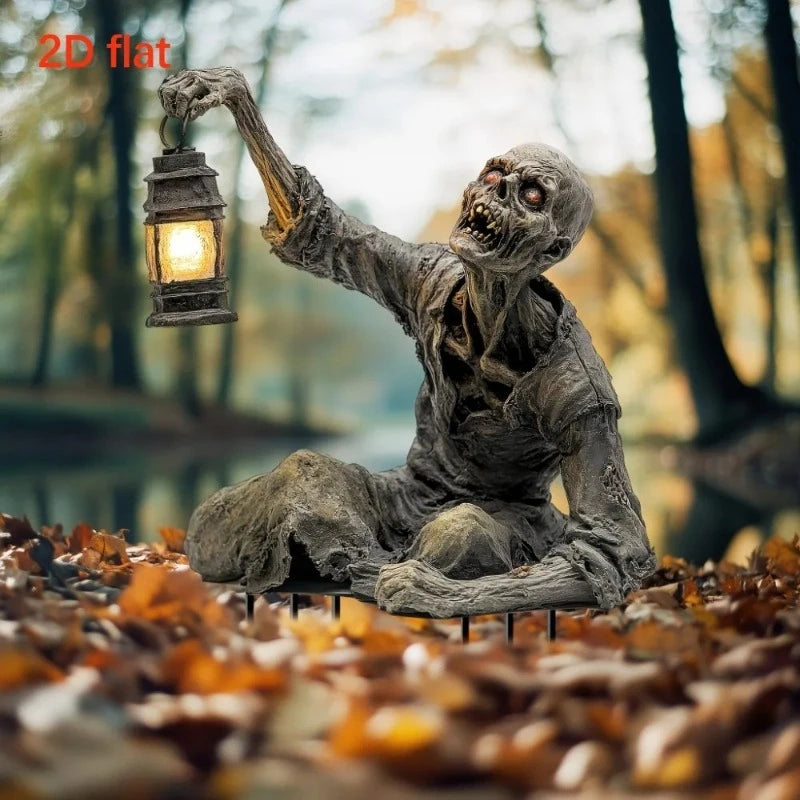 Lanterne d'halloween de terreur Zombie, ornement effrayant 2D en acrylique, prise de terre de jardin, ornement de maison, jardin extérieur, bricolage, cadeau de décoration