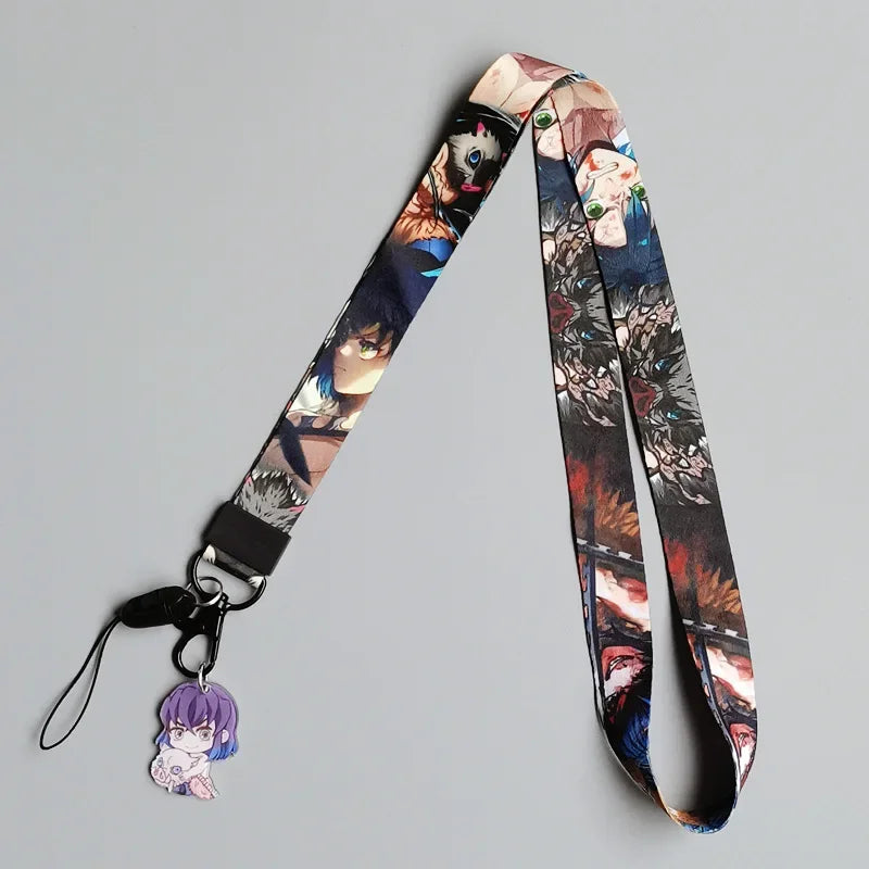Lanière Demon Slayer Kimetsu No Yaiba, corde de téléphone, Badge d'identification, support Kamado Tanjirou, sangles de cou, porte-clés Lariat pour fille et garçon