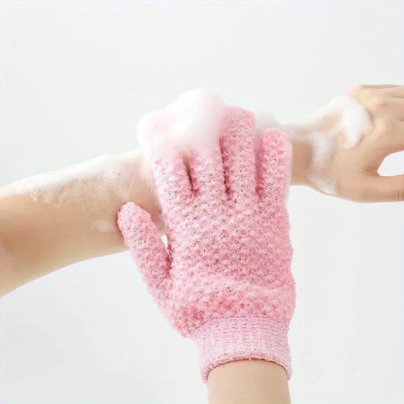 serviettes de bain domestiques à cinq doigts. Le matériau en nylon est durable. Mousse Dense et riche. Soyez utilisé des deux côtés pour un exfoliant facile