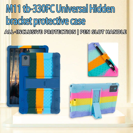 Étui souple pour Lenovo Tab M11 TB330FU TB331David, support de déclinaison en silicone pour Lenovo Xiaoxin Pad 2024 11 pouces avec stylet tactile à sangle