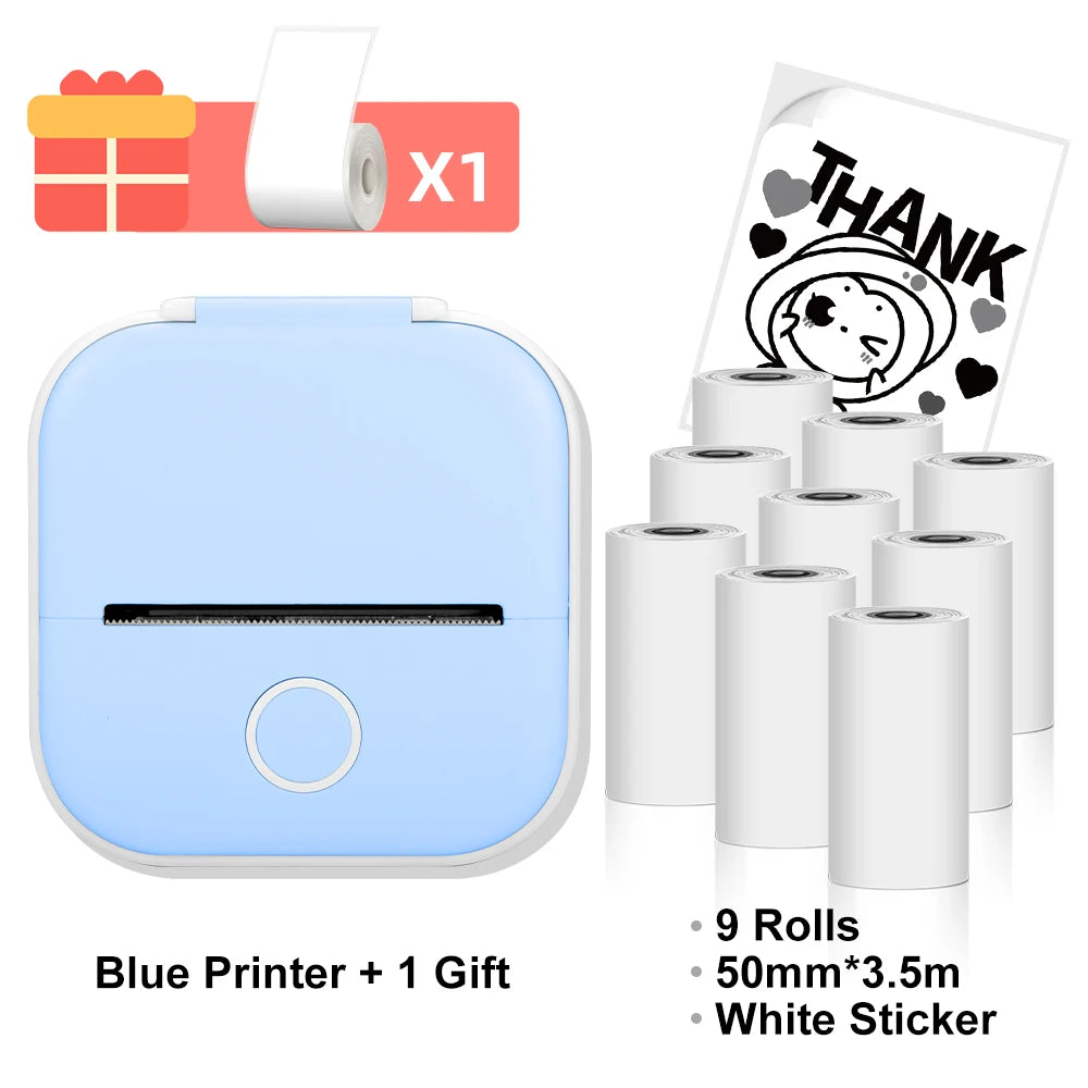 Phomemo-Mini imprimante thermique portable, imprimante d'étiquettes de poche BT sans fil, 203dpi, impression allergique 53mm, T02