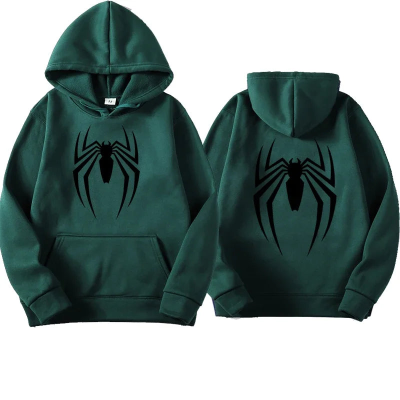 Sweat à capuche pour hommes, mode de rue, imprimé araignée, polaire, décontracté, drôle, ample, spiderman, vêtements pour hommes, nouvelle collection 2024