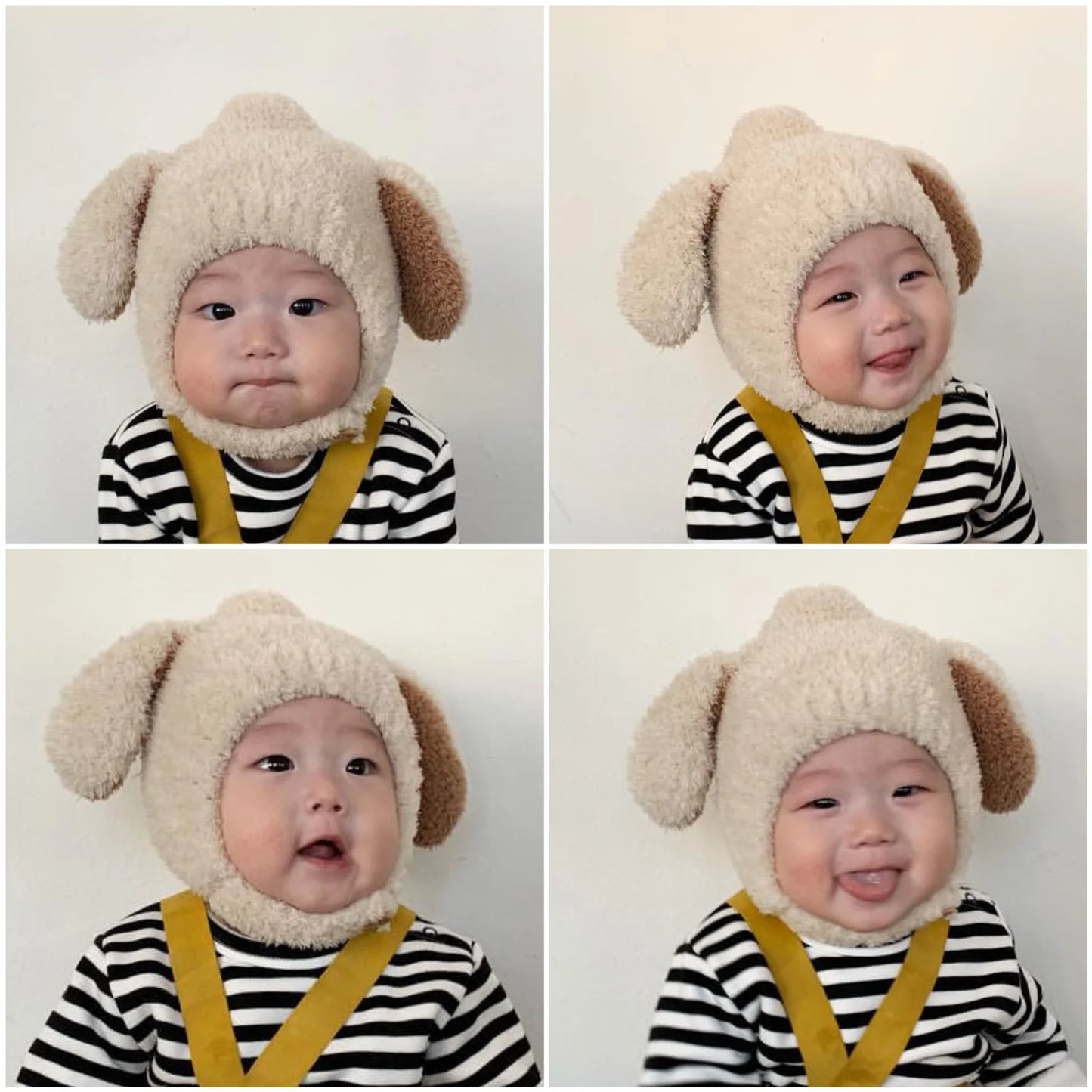 Chapeau en peluche avec oreilles de lapin pour bébé, bonnet pour bébé, bonnet à oreillettes, dessin animé coréen, chaud, mignon, garçon, fille, enfants, automne, hiver