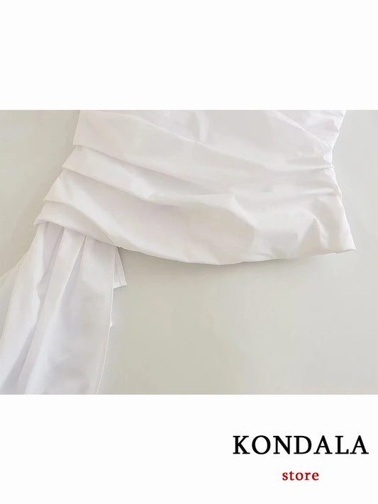 KONDALA nouveau Chic Sexy solide blanc gaine courte asymétrique Y2K femmes haut à bretelles mode 2023 plissé Zip Cool haute rue gilet