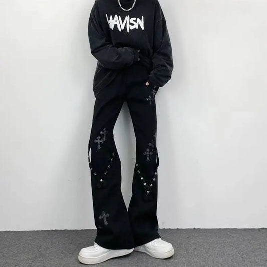 Jeans High Street pour hommes et femmes, pantalons micro évasés, conception de niche, fouet droit, vêtements Y2K, nouveau