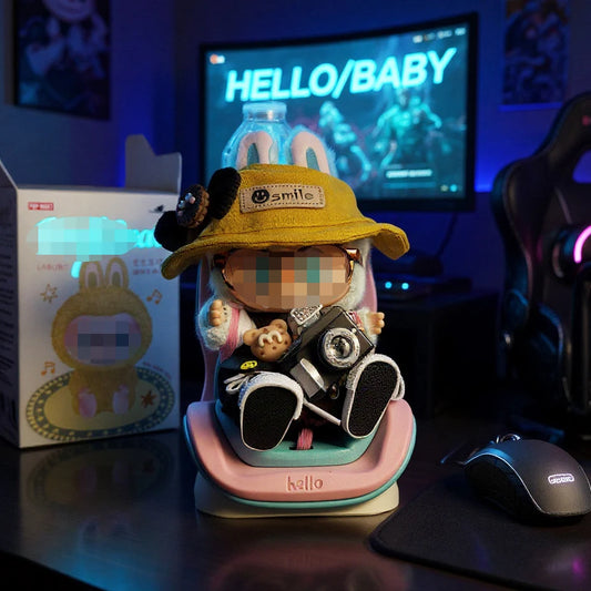 Labubu – siège de voiture de deuxième génération, siège de sécurité pour fête assise, accessoires de sortie d'air, stockage des dollars de voiture, cadeau pour ventilateur Labubu