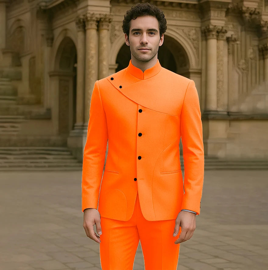 Costumes pour hommes charmants, personnalisés, haute couture, simple boutonnage, deux pièces (veste + pantalon), ensemble droit Simple et intelligent pour hommes