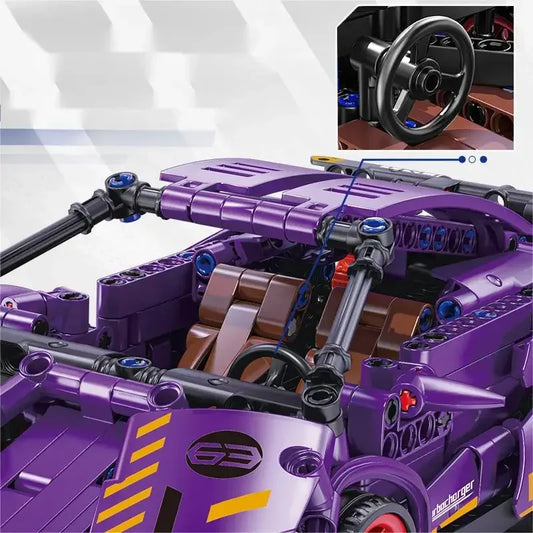 Décennie s de construction de modèle de voiture de course super technique pour enfants, briques de véhicule MOC bricolage, nervure arrière d'automobile, jouets cadeaux