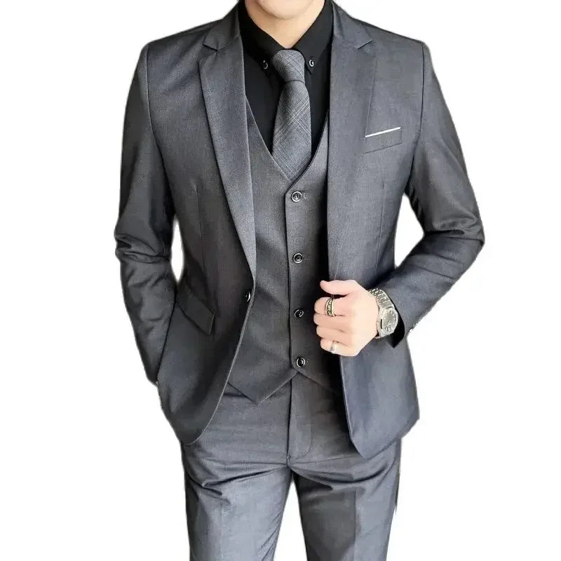 S-9XL nouveau (Blazer + gilet + pantalon) hommes d'affaires de mode Gentleman professionnel robe formelle Version coréenne robe de Banquet costume 6XL