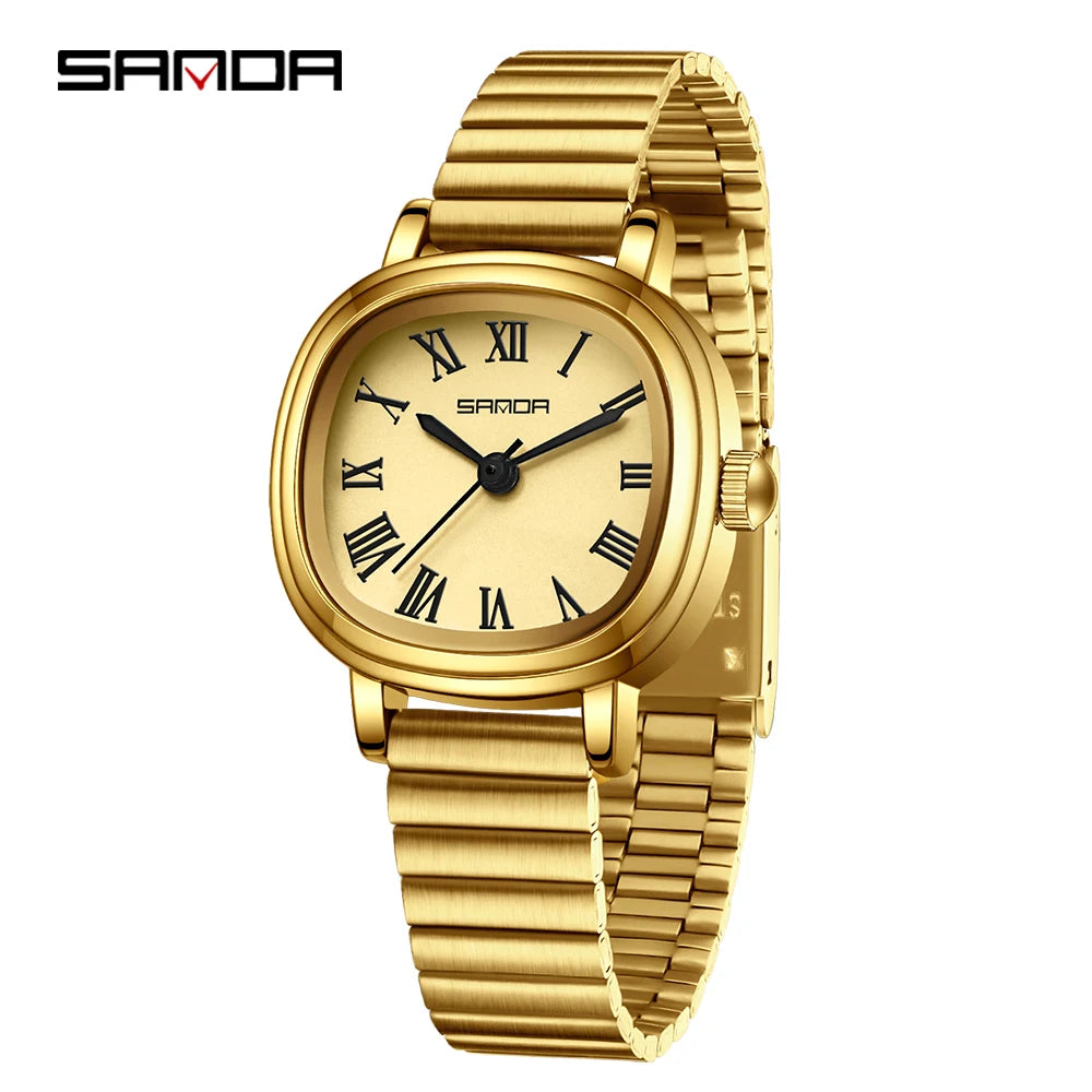 SANDA 1137 mode femmes Quartz élégant or Rose Simple romain bracelet en acier inoxydable