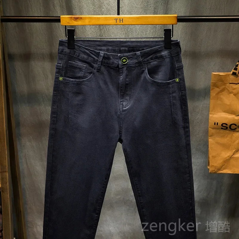 Jean de printemps noir pour hommes, pantalon crayon élastique, sarouel, ample, grande taille, long, 44 46, nouvelle collection