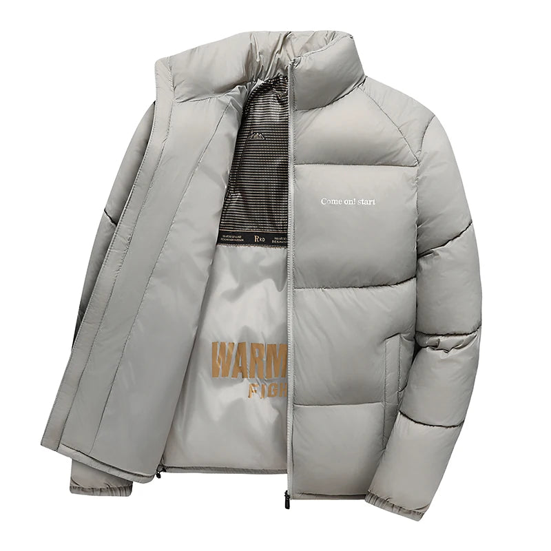 2025 nouvelle veste d'hiver hommes épaissir Parka décontractée coupe ajustée vêtements d'extérieur imperméable chaud couleur unie vêtements d'extérieur col montant manteau