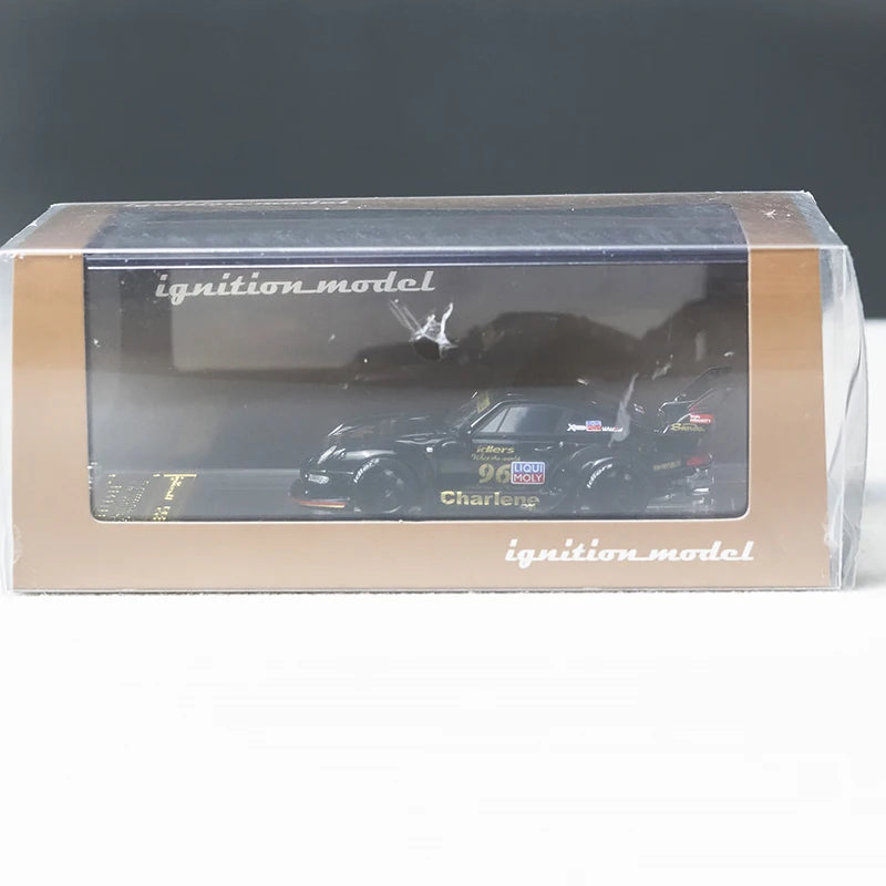 IG Ignition 1: 64 RWB 993 noir, étiquette dorée à queue haute, modèle de voiture en résine, ornement de collection