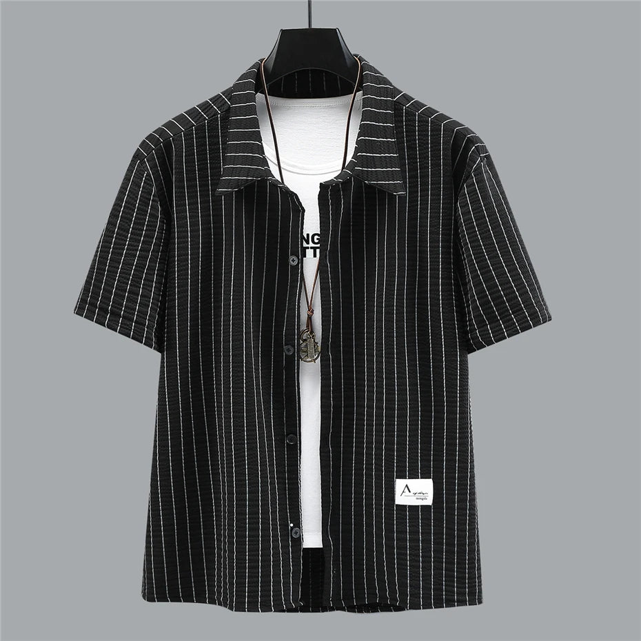 Ensemble chemise à rayures pour hommes, chemise courte, mode décontractée, grande taille 10XL, 11XL, vêtements d'été