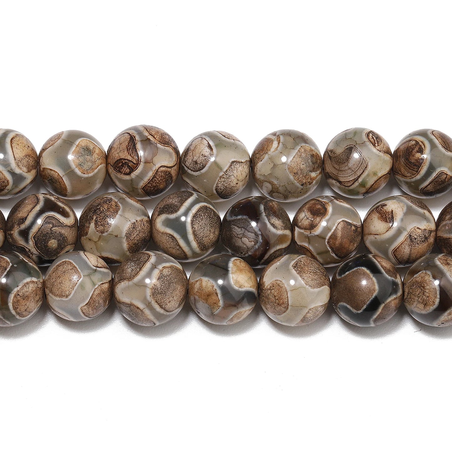 Perles d'agates Dzi tibétaines de football en pierre naturelle de 8mm, rondes d'espacement amples pour la fabrication de bijoux, accessoires de Bracelet à bricoler soi-même, vente en gros