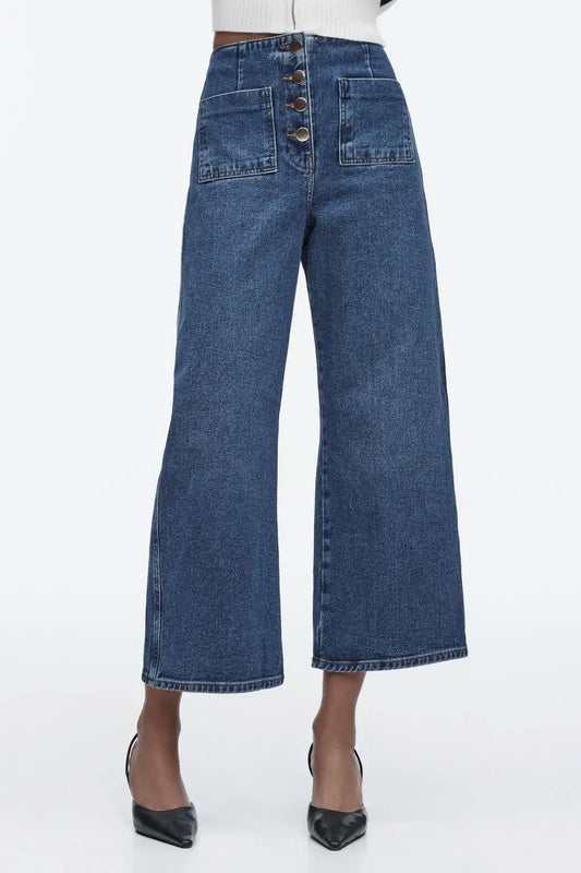 Jean taille haute à jambes larges pour femmes, pantalon en Denim amincissant avec poches décorées de Style rétro, de chine continentale, printemps été 2023