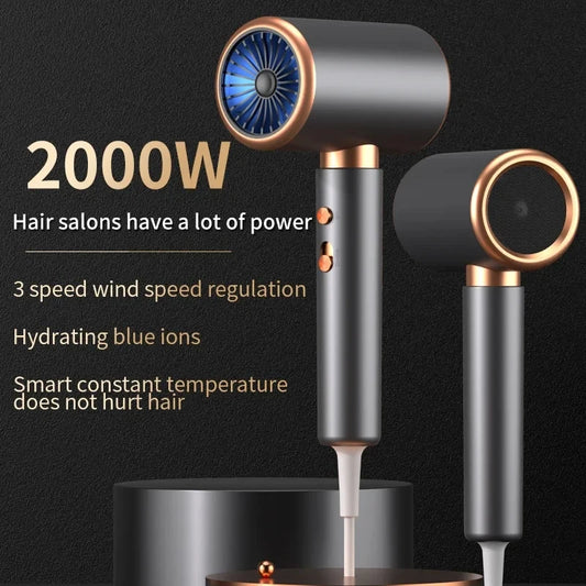 Sèche-cheveux de Salon 2000W, brosse professionnelle à Air chaud et froid, ionique négatif, forte puissance, 5ème vitesse, sèche-cheveux avec peigne