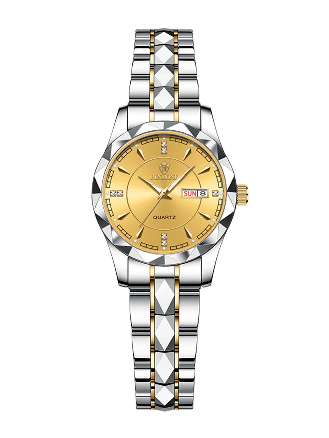 BINBOND montres en acier inoxydable montre à Quartz étanche lumineux Date