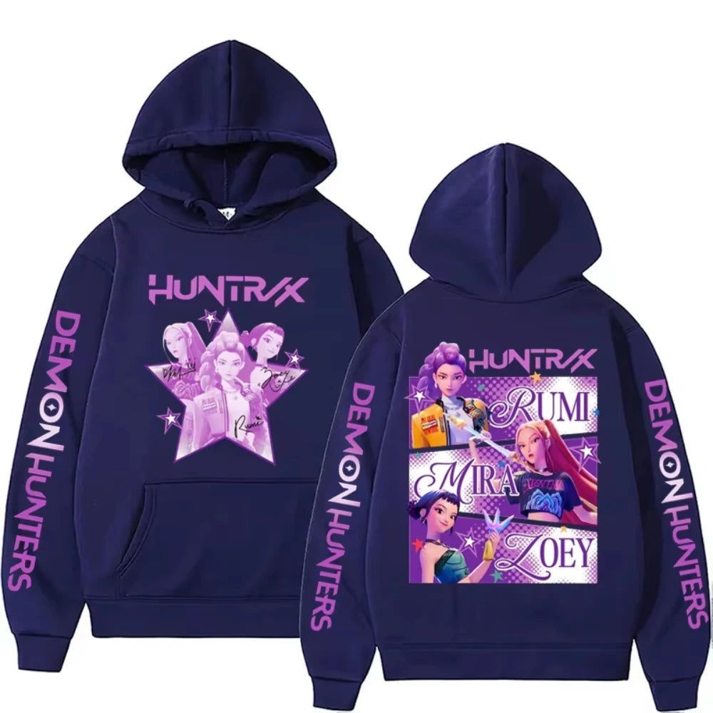 Kpop chasseurs de démons Fanmerch Mira Rumi Zoey Huntrix homme à capuche Harajuku hauts pull homme femme sweat Fans cadeau