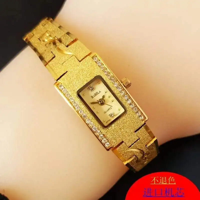 montre pour femme montre en or 24K incrusté de diamants petits modèles sculptés rétro luxueux