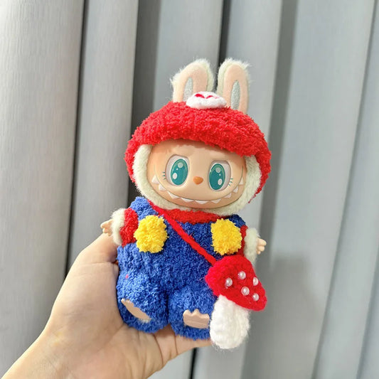 Boîte aveugle de deuxième génération LabubuBU vêtements pendentif visage en vinyle LABUBU série de fête assise vêtements de bébé mignons boîte aveugle jouets