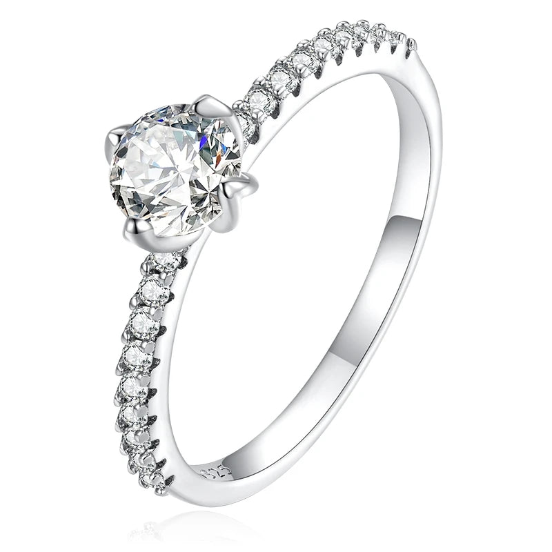 WOSTU-Bague empilable en argent regardé 100% pour femme, bijoux à la mode, cadeau original, souhait scintillant, chaud, 925, XCH7649