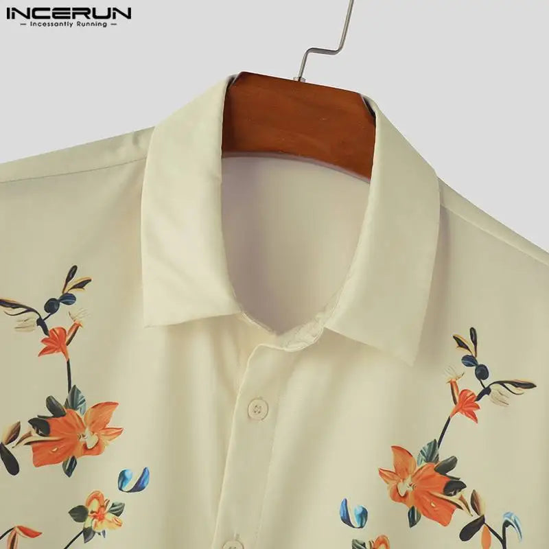 INCERUN-Chemise à manches courtes à imprimé floral pour hommes, Streetwear à revers, Vêtements d'été pour hommes, Mode de vacances, Chemises décontractées S-5XL 2024