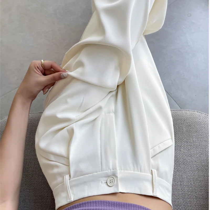 Pantalon de costume violet à jambes larges pour femmes, taille haute, ample, droit, décontracté, Slim Fit, nouvelle collection printemps été 2025