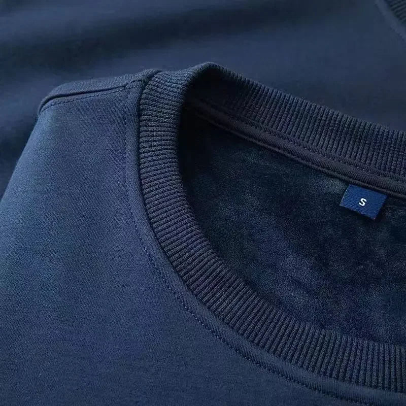 Sweat-shirt épais en peluche de coton pur, pull à col rond solide, mince et lourd, automne et hiver, chaud, 600g
