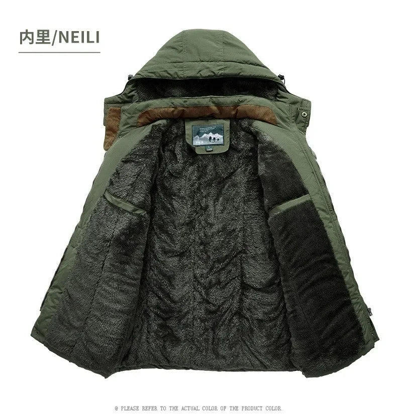 Nouveau hiver hommes Parkas à capuche décontracté longues doudoune polaire chaud outillage vestes bonne qualité mâle extérieur manteaux d'hiver taille 5