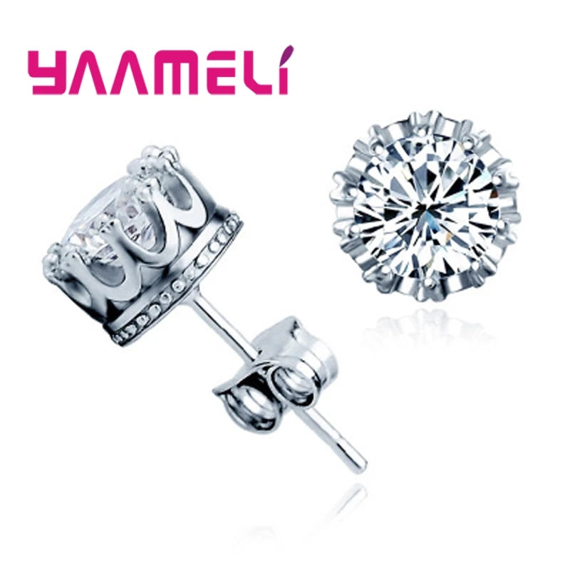 Boucles d'oreilles classiques en argent Sterling 925 pour hommes et femmes, accessoires en cristal CZ, Zircon cubique de qualité supérieure, bijoux