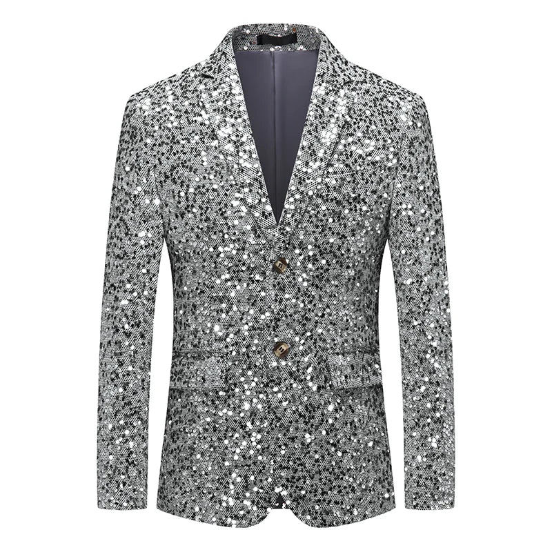 Veste à paillettes pour hommes, blazer à sequins imbibés d'or et d'argent, mode d'affaires, manteau unique, coupe couvertes, robe de soirée de Rh, printemps, automne, nouveau