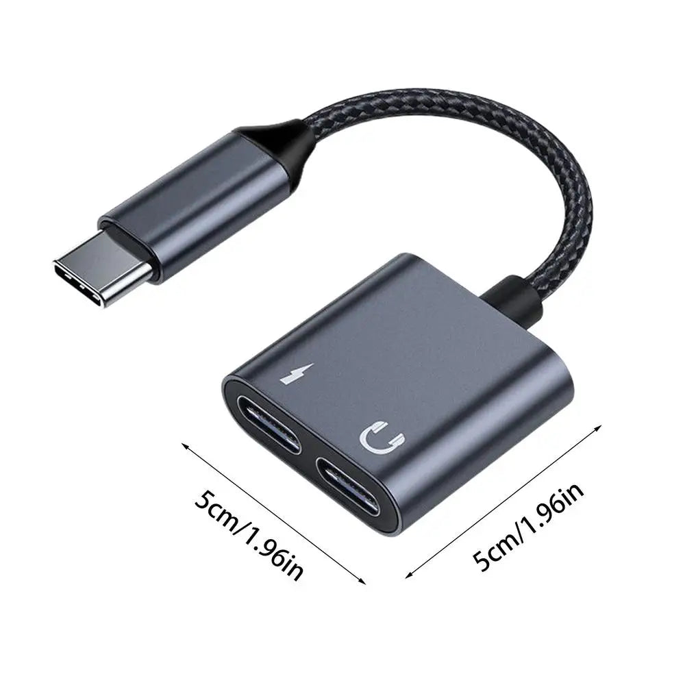 Adaptateur de téléphone de sauna de type C pour touristes, 2 en 1, répartiteur USBC, prise AUX, tête de prise 3.5mm, câble audio