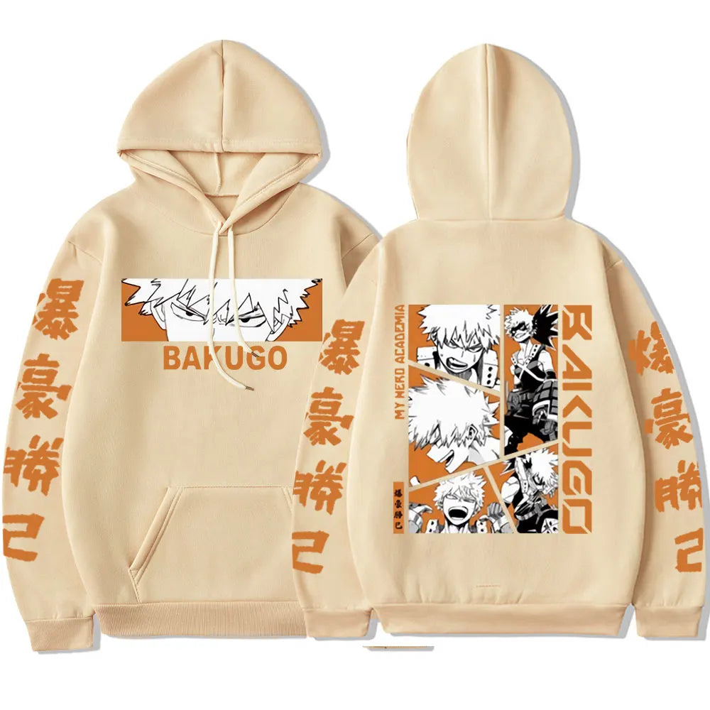 My Hero Academia Anime hommes femmes mode sweat à capuche Bakugou Katsuki pulls décontractés surdimensionné à manches longues sweat Streetwear