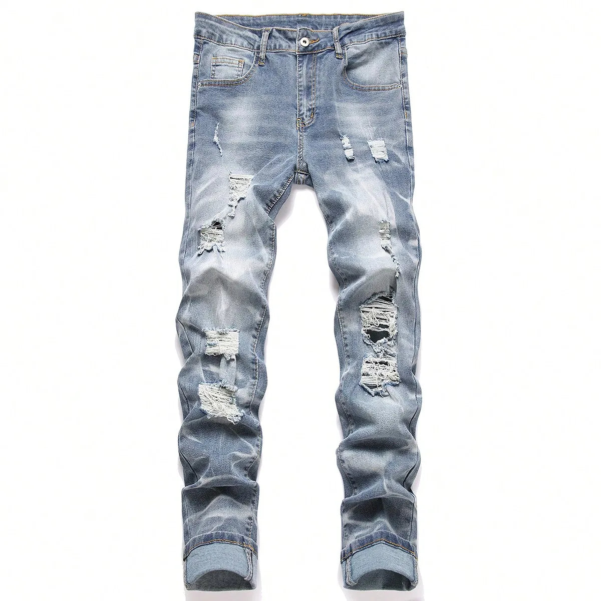 Mode hommes jean pantalon Stretch bleu jean moulant pour hommes décontracté coupe ajustée Denim pantalon Style coréen homme pantalon jean