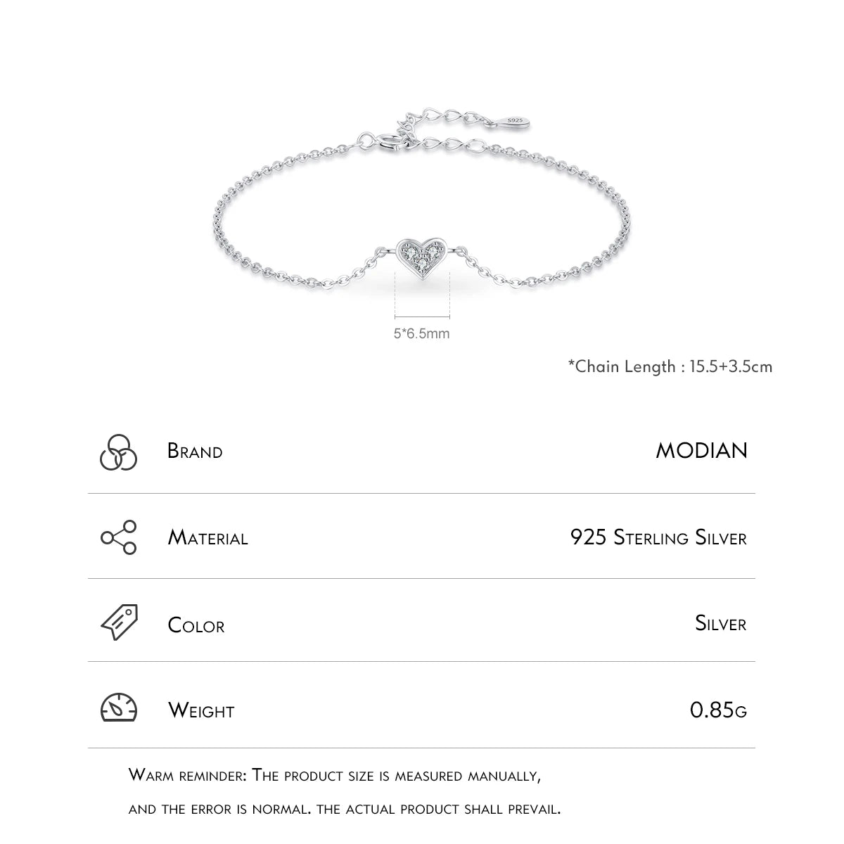 Modian-Bracelet en argent regardé 2023 véritable pour femme, bracelet en cristal CZ, bijoux romantiques classiques, mode pour mariage, nouveau design, 925