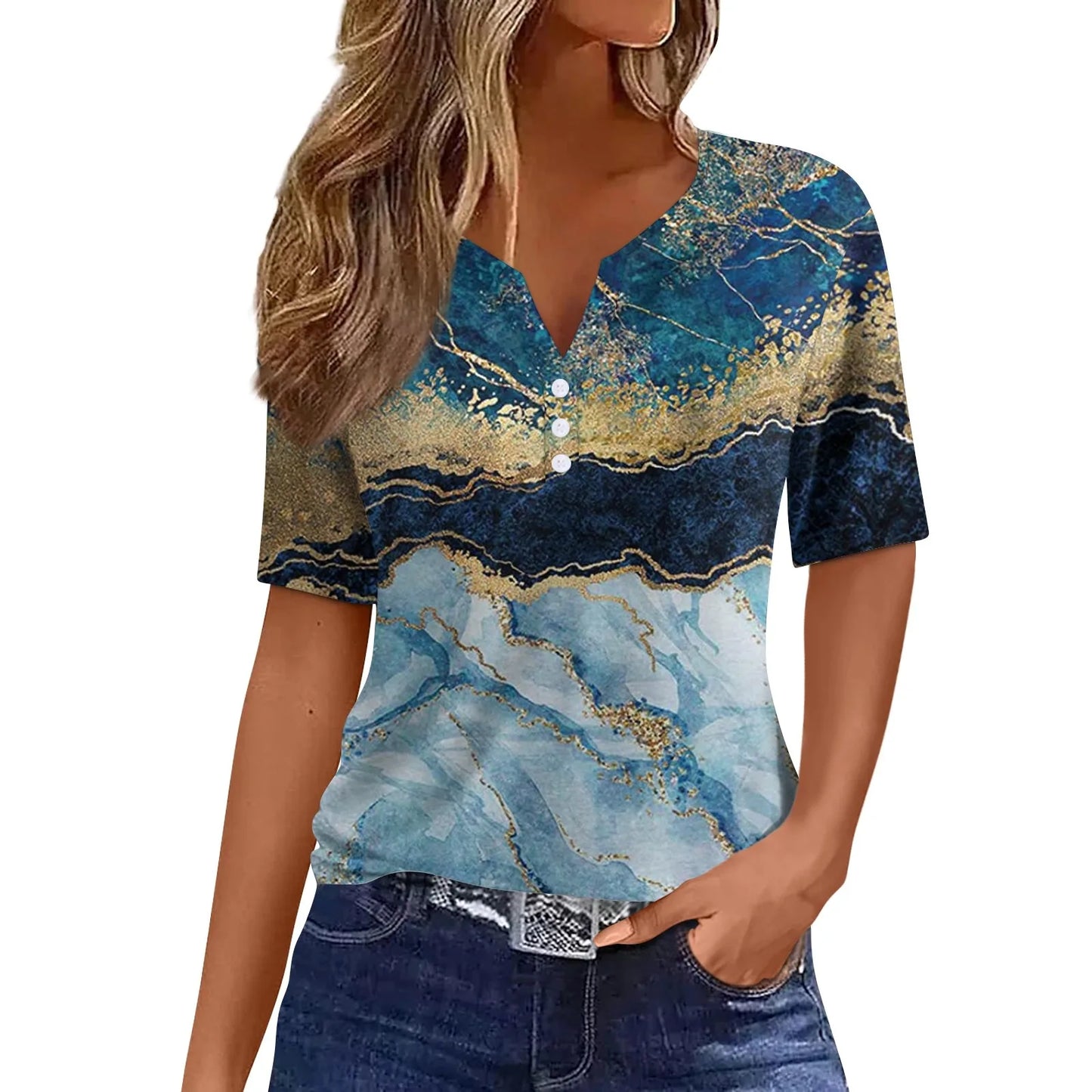 T-shirt à motif simple et élégant pour femmes, haut imprimé à la mode, streetwear de loisirs d'été, vêtements féminins, nouveau